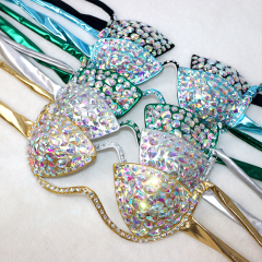 Black Hand Sewn Crystal Two Pieces Bikini Manufacturer
