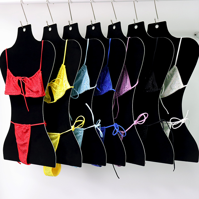 Bling Yellow Crystal Two Pieces Bathing Suit Exporter
