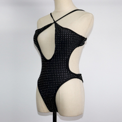 Luxury Hollow Out One Piece Beachwear Swimsuit with Rhinestones Exporter