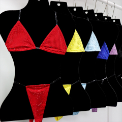 Bedazzled Red Diamond Bathing Suit with Transparent Strap Wholesale