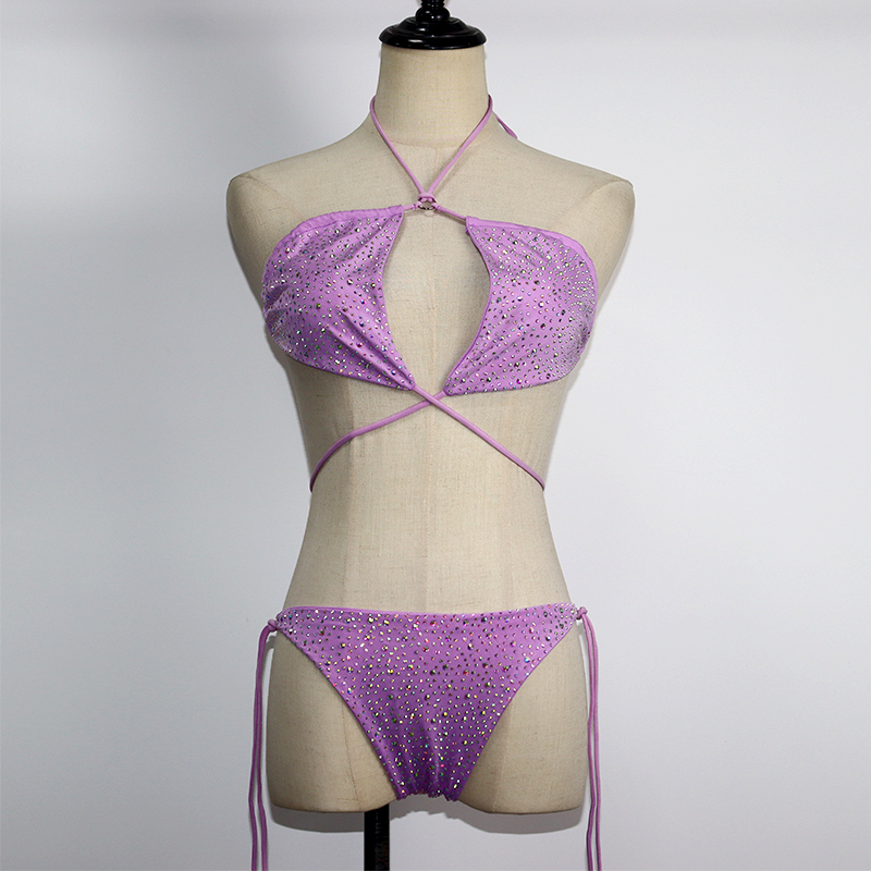 One Piece Hollow Out Bathing Suit with Diamond Supplier
