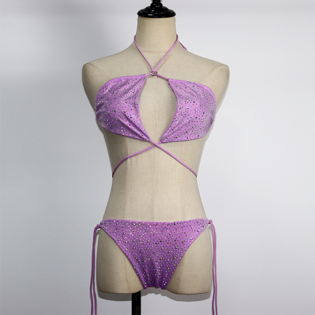 One Piece Hollow Out Bathing Suit with Diamond Supplier