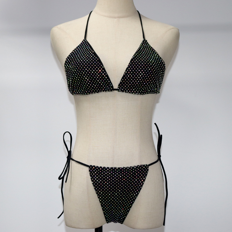Blink Black Rhinestone Mesh Bikini Set Manufacturer