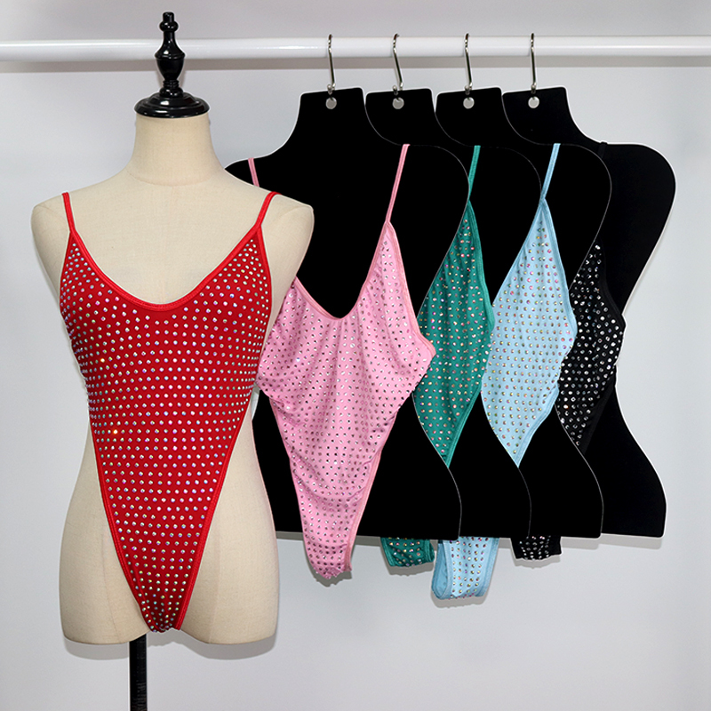 Sexy Red Crystal One Piece Swimsuit Exporter
