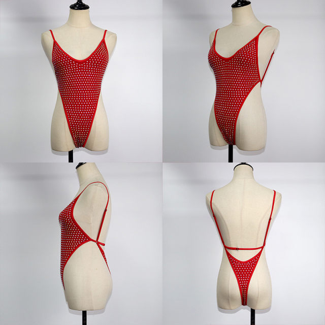 Elastic Yellow Diamond Backless One Piece Beachwear Custom