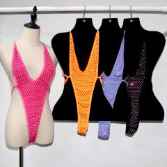 Sexy Orange Backless Crystal Beachwear Swimsuit Manufacturer