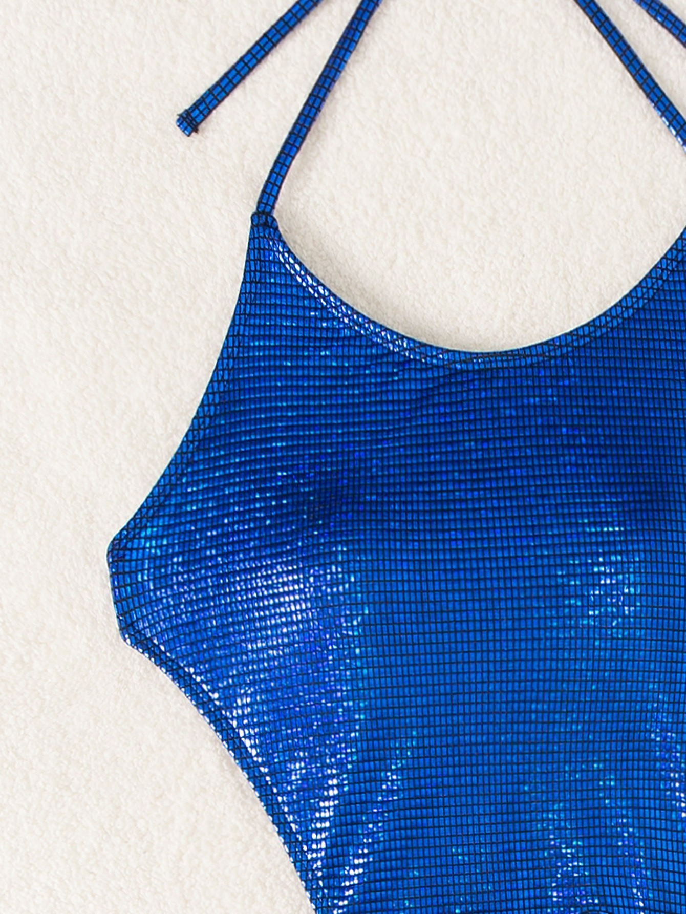 Shiny Blue Metallic Thong Beachwear Swimsuit Exporter