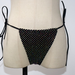 Shiny Pink Crystal Net Triangle Bathing Suit Wholesale