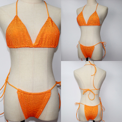 Luxury Red Two Pieces Swimwear with Rhinestone Supplier