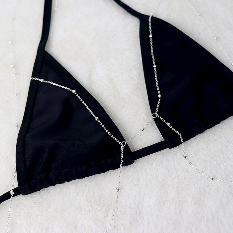 Body Chain Hollow Out Black Bikini Set Factory