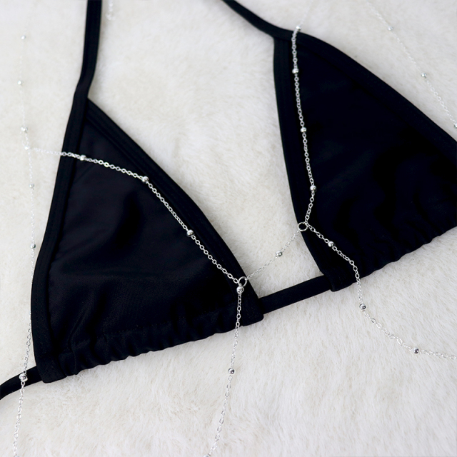 Body Chain Hollow Out Black Bikini Set Factory