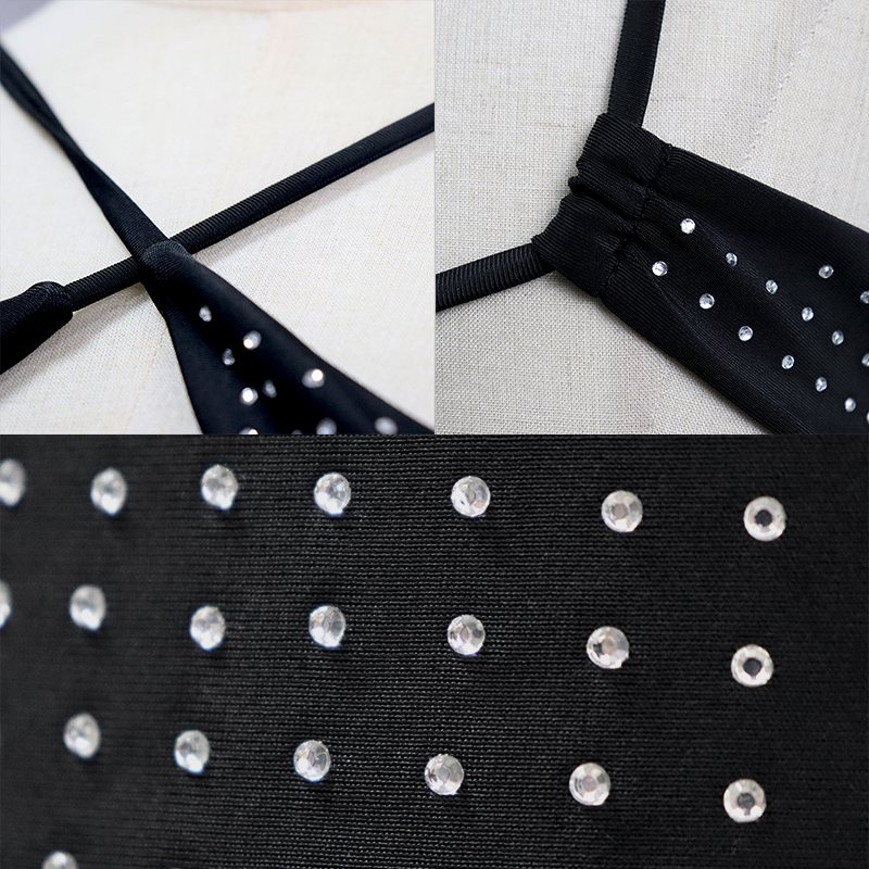 Luxury Hollow Out One Piece Beachwear Swimsuit with Rhinestones Exporter