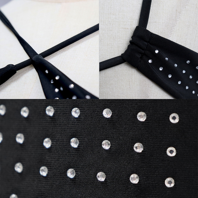 Luxury Hollow Out One Piece Beachwear Swimsuit with Rhinestones Exporter
