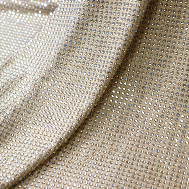 SS10 180g  Beige Crystal Fabric Custom