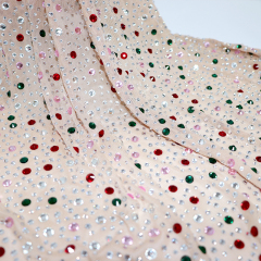 Randomly Mix 3 Different Sizes Khaki Rhinestone Tulle Fabric Wholesale