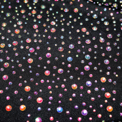 Randomly Mix 3 Different Sizes Black Rhinestone Fabric Wholesale