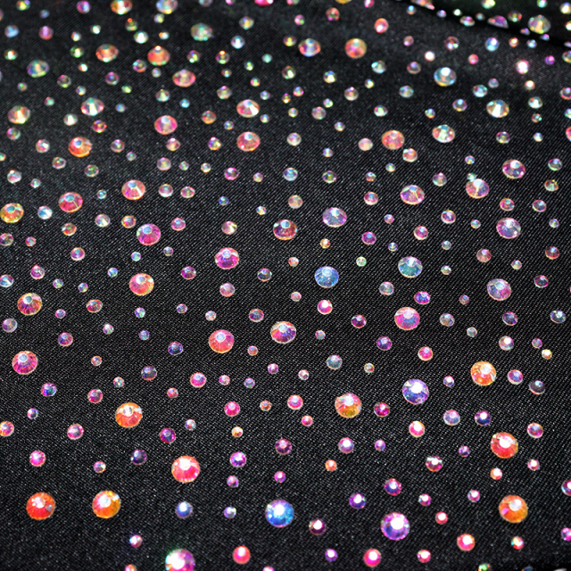 Randomly Mix 3 Different Sizes Black Rhinestone Fabric Wholesale