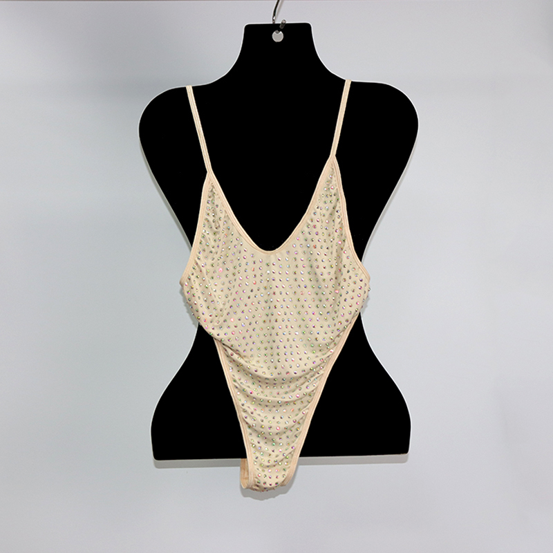 Stretchy Blue Rhinestone Swimsuit Swimwear Supplier