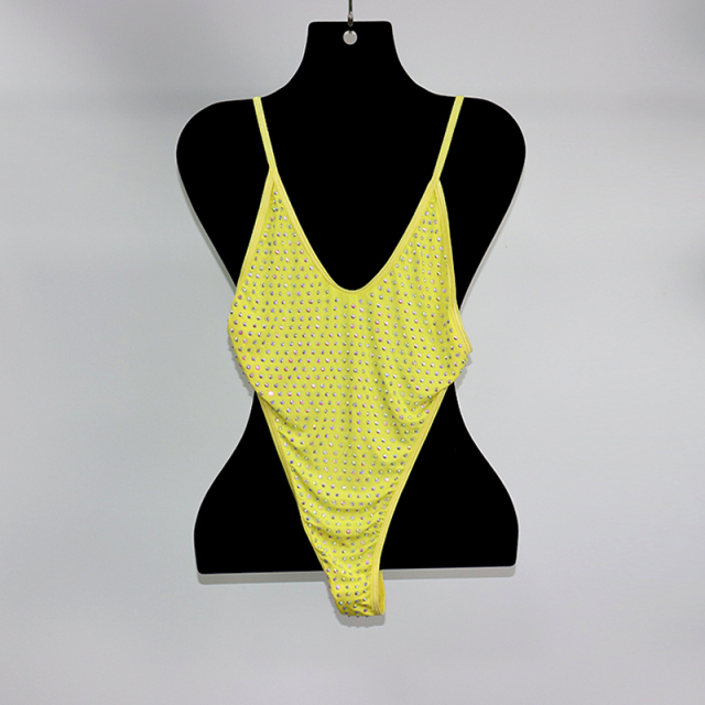 Stretchy Blue Rhinestone Swimsuit Swimwear Supplier