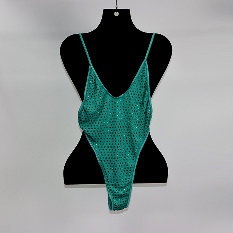 Stretchy Blue Rhinestone Swimsuit Swimwear Supplier