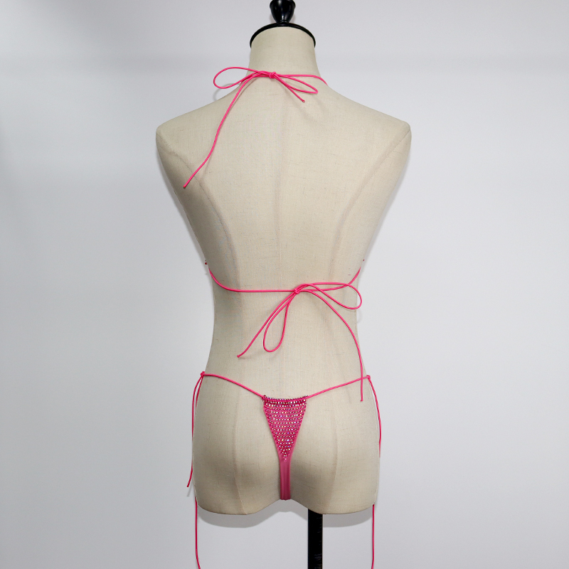 Bling Black Plastic Mesh Diamond Bathing Suit Custom
