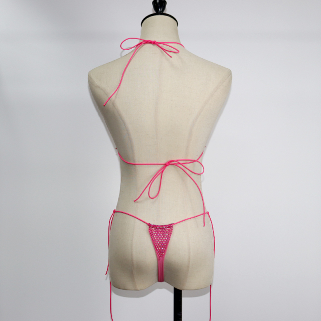 Bling Black Plastic Mesh Diamond Bathing Suit Custom