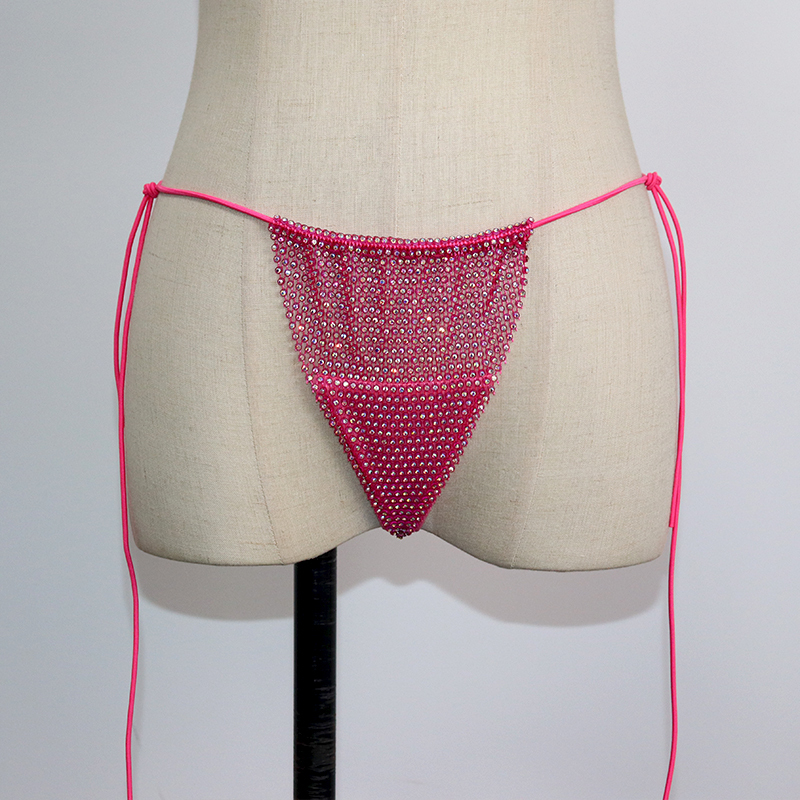 Bling Black Plastic Mesh Diamond Bathing Suit Custom