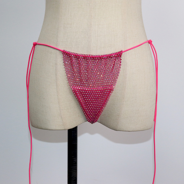 Bling Black Plastic Mesh Diamond Bathing Suit Custom