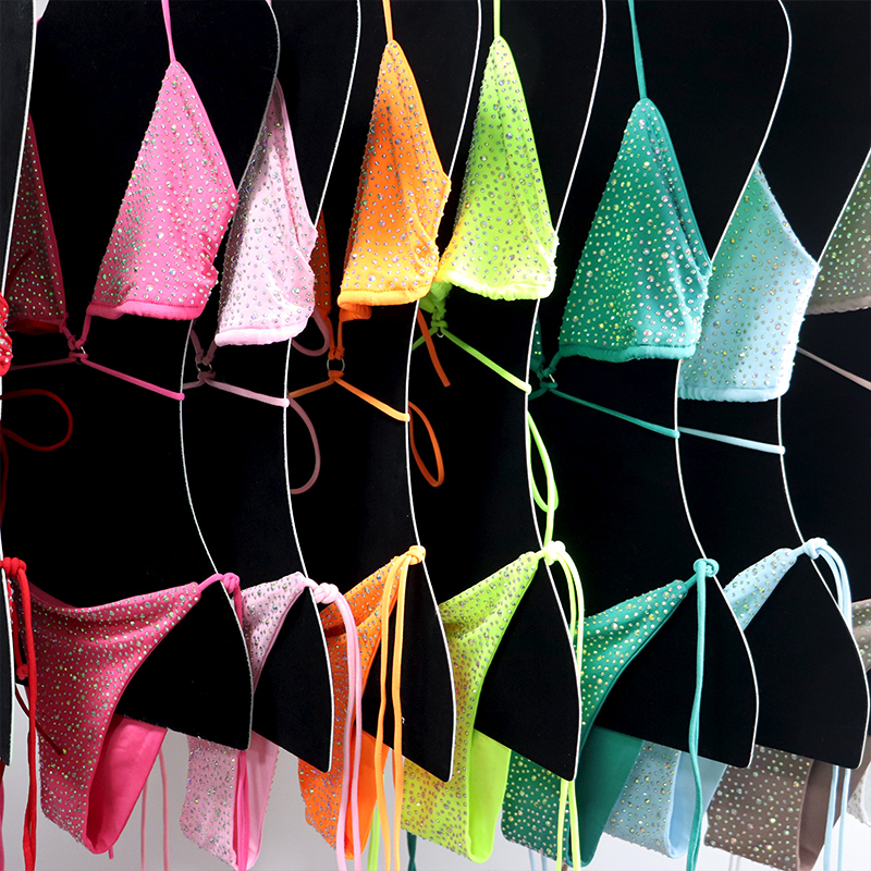 Shiny Pink Two Pieces Diamond Swimwear Exporter