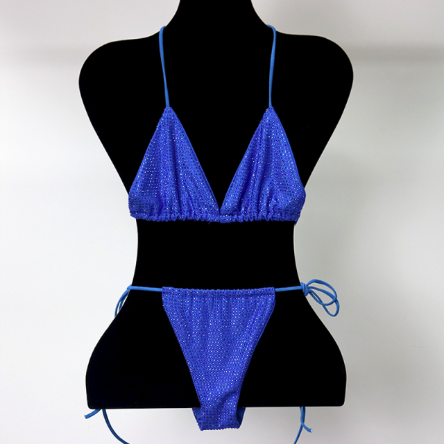 Blink Green Crystal Triangle Bikini Swimwear Custom