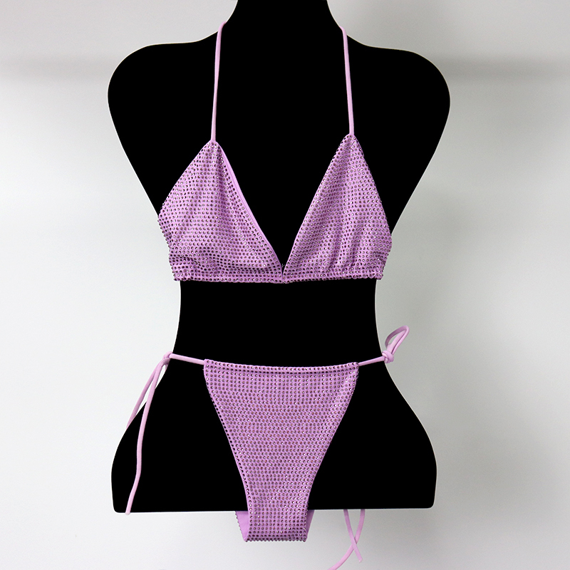 Blink Green Crystal Triangle Bikini Swimwear Custom