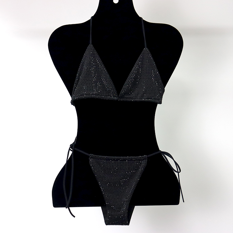 Blink Green Crystal Triangle Bikini Swimwear Custom