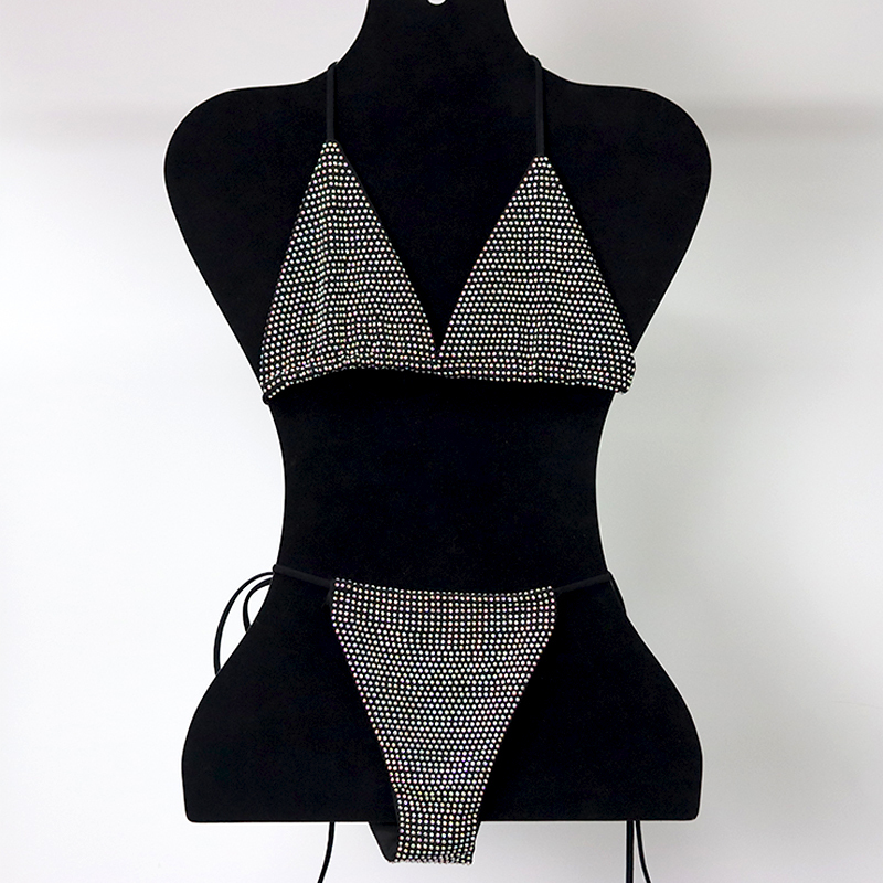 Blink Green Crystal Triangle Bikini Swimwear Custom