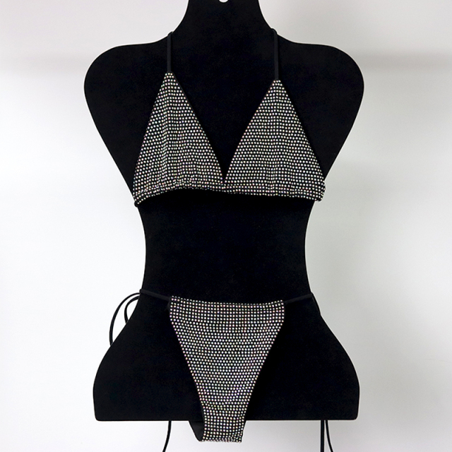 Blink Green Crystal Triangle Bikini Swimwear Custom