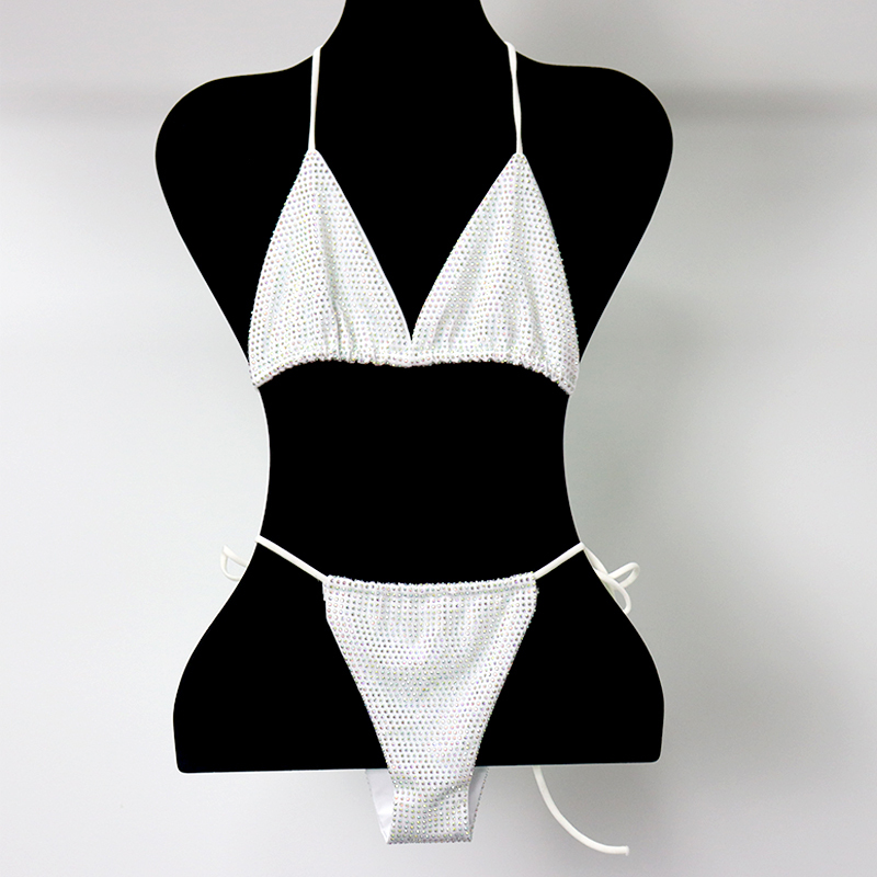 Blink Green Crystal Triangle Bikini Swimwear Custom