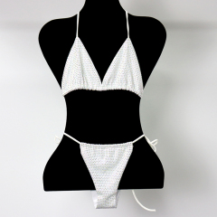 Blink Green Crystal Triangle Bikini Swimwear Custom