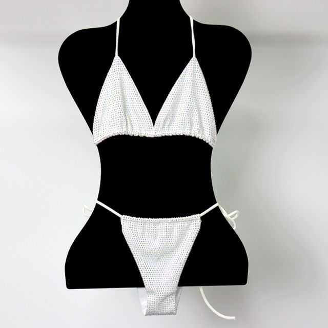 Blink Green Crystal Triangle Bikini Swimwear Custom