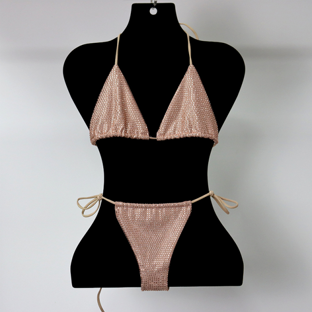 Blink Green Crystal Triangle Bikini Swimwear Custom