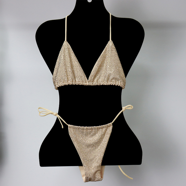 Blink Green Crystal Triangle Bikini Swimwear Custom