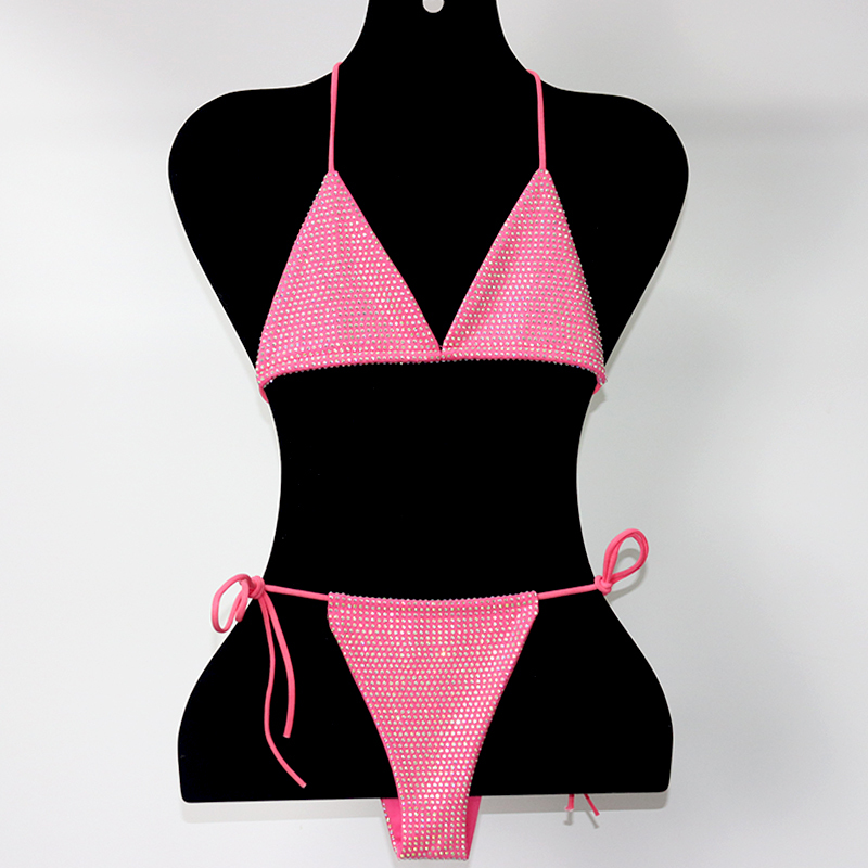 Blink Green Crystal Triangle Bikini Swimwear Custom