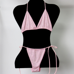 Blink Green Crystal Triangle Bikini Swimwear Custom