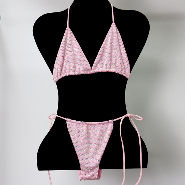 Blink Green Crystal Triangle Bikini Swimwear Custom