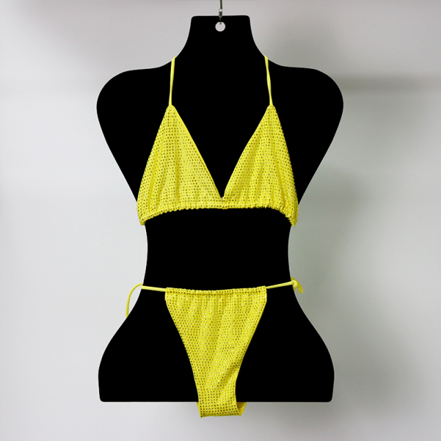 Blink Green Crystal Triangle Bikini Swimwear Custom