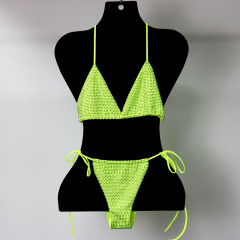 Blink Green Crystal Triangle Bikini Swimwear Custom