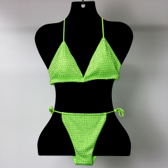 Blink Green Crystal Triangle Bikini Swimwear Custom