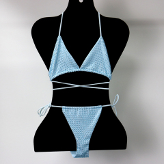 Blink Green Crystal Triangle Bikini Swimwear Custom