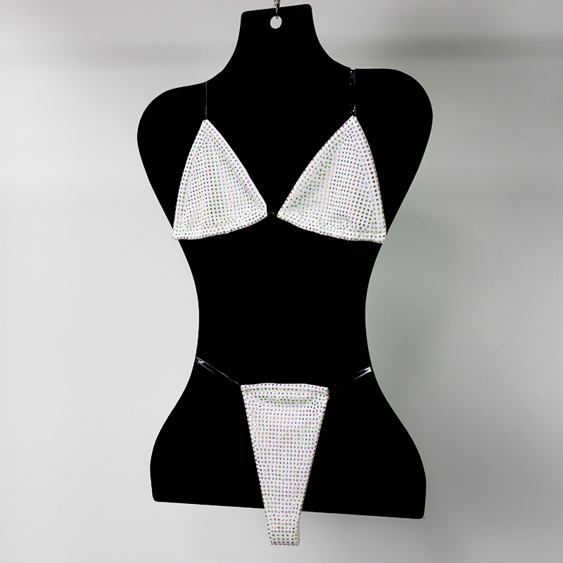 Bedazzled Red Diamond Bathing Suit with Transparent Strap Wholesale