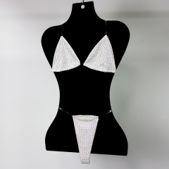Bedazzled Red Diamond Bathing Suit with Transparent Strap Wholesale