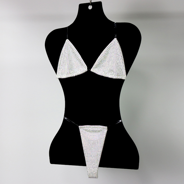 Bedazzled Red Diamond Bathing Suit with Transparent Strap Wholesale