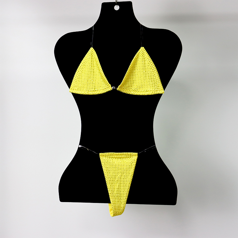 Bedazzled Red Diamond Bathing Suit with Transparent Strap Wholesale